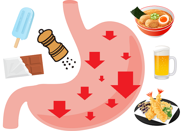 胃潰瘍の食事療法で避けるべき食品イメージ